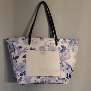 Victoria's Secret Floral Blue And White Carryall Tote Bag